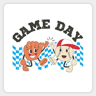 Game Day Retro Baseball Cartoon Characters Sticker